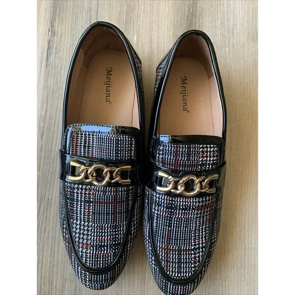Meijiani Faux Leather Noble Loafer Shoes Slip-on Smoking Slipper Gold Link Sz 11 Meijiana Clothing, Shoes & Accessories for Men on Sale up to  main image 4